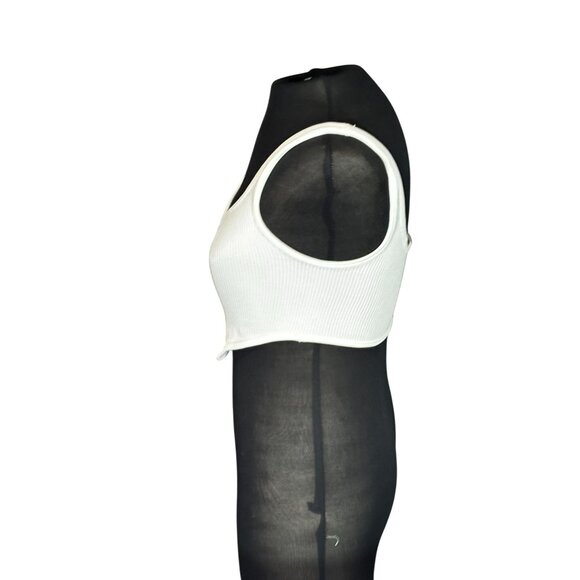 Zara Ribbed Scoop Neck Crop Tops Set Of 2 Black & White XS-S Stretchy Fitted Sty - Picture 6 of 11